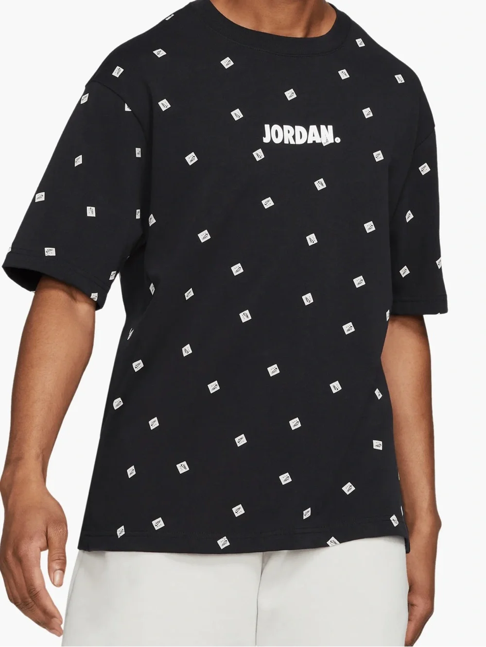 Jordan Black Short Sleeve Logo Tee with White Motif